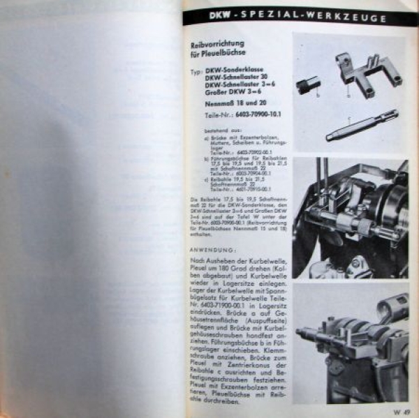 DKW Special-Tools 77 Partlist 1956 in original folder (6848)